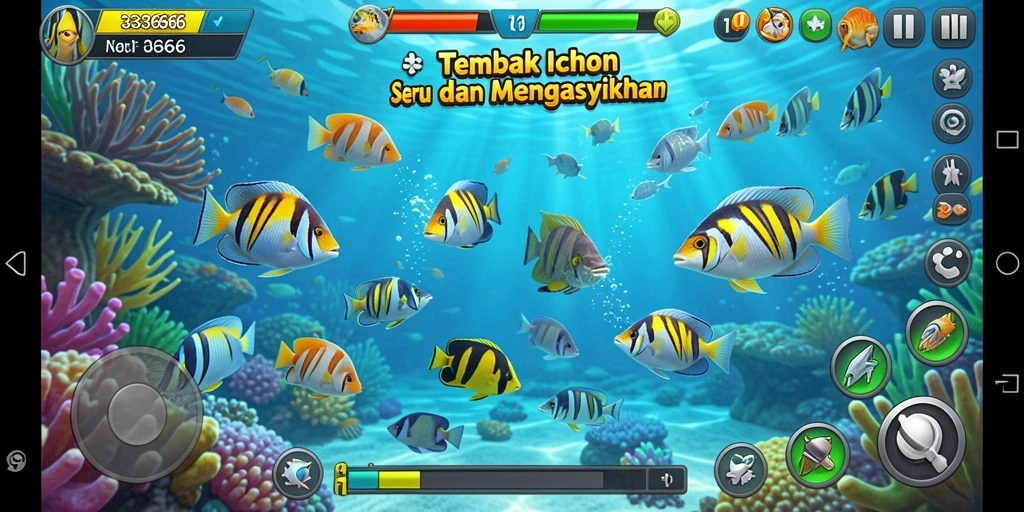 Tangkapan layar utama <strong>333666</strong> menampilkan aksi seru dalam menembak ikan.