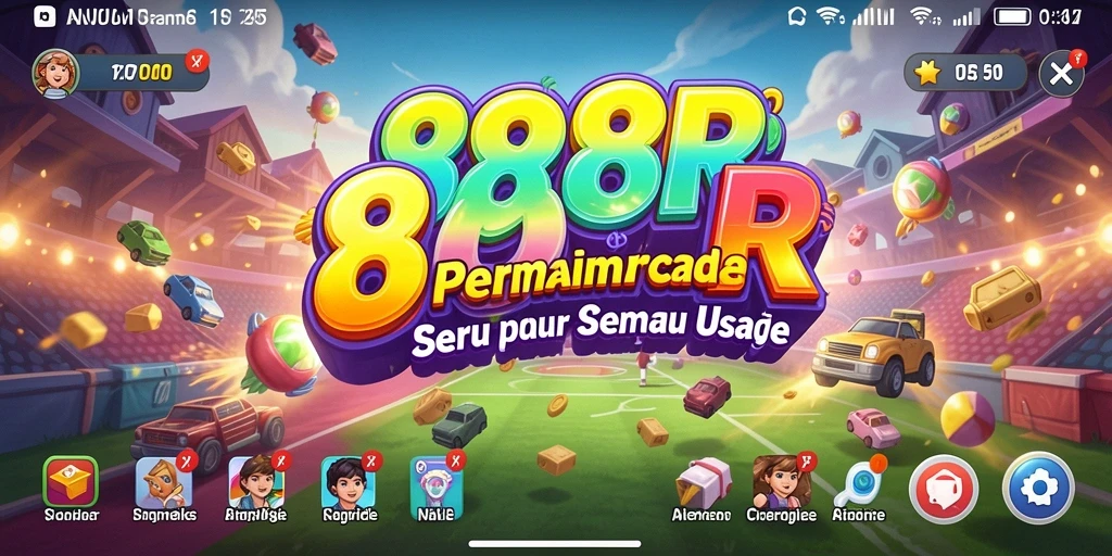 Tangkapan layar utama gameplay 888R menunjukkan aksi seru di game Arcade.