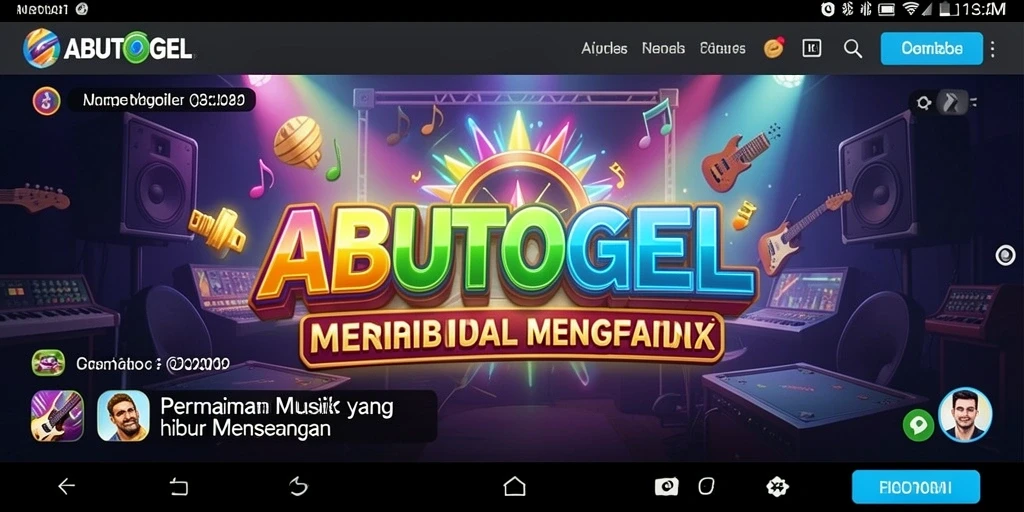 Screenshot utama ABUTOGEL menampilkan gameplay musik yang seru dan interaktif.