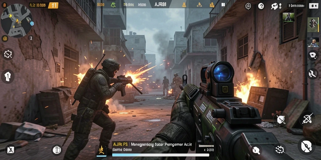 Tampilan menarik dari gameplay FPS AJR88 yang mendebarkan.