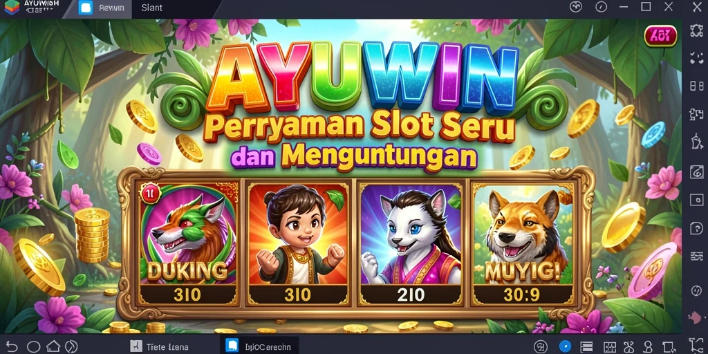 Tampilan gameplay AYUWIN yang menarik dengan gulungan slot berwarna-warni.