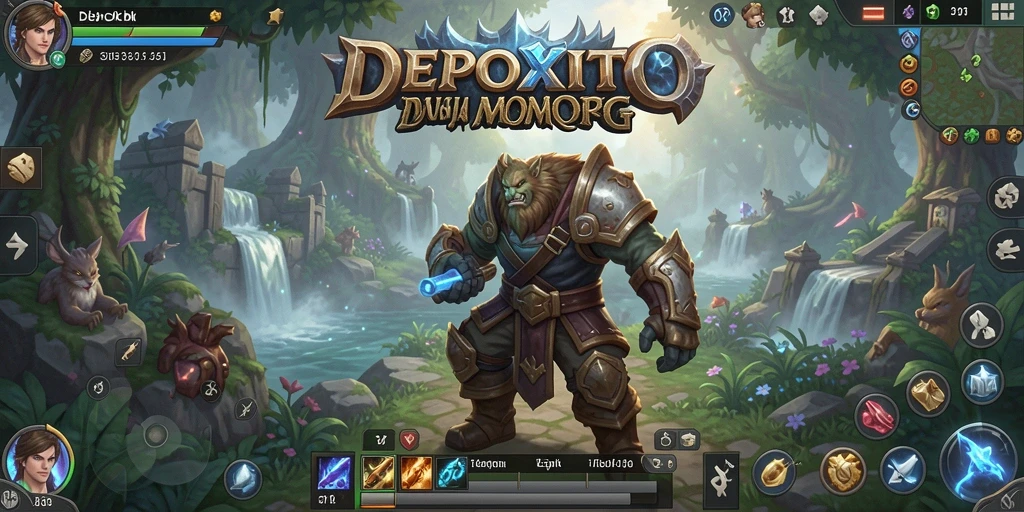 Screenshot gameplay DEPOXITO menampilkan pertarungan epik dalam dunia MMORPG.