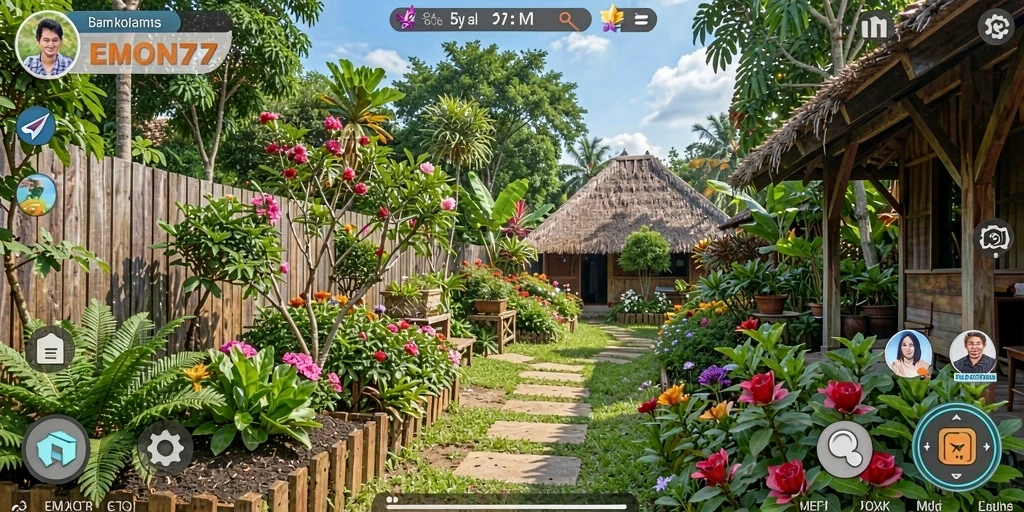 Gameplay seru sambil berkebun di EMON77.