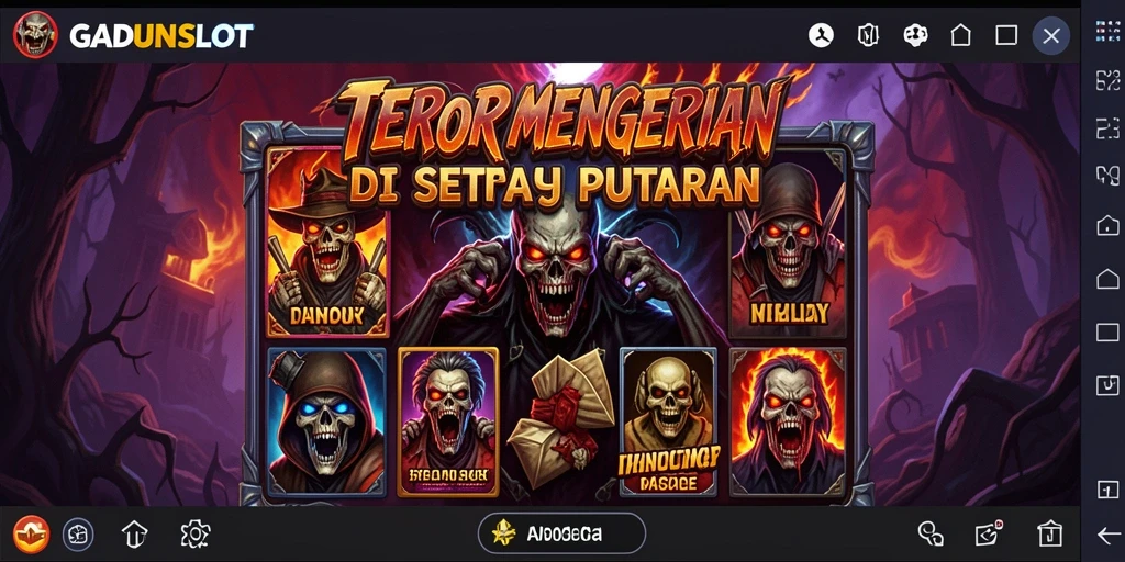 Tampilan gameplay GADUNSLOT dengan suasana Horror yang mencekam.