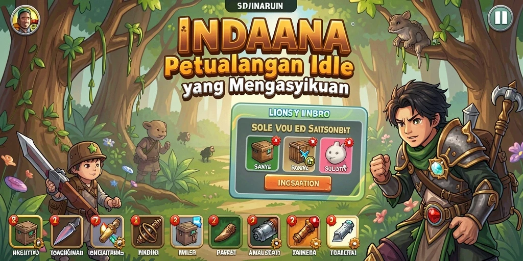 Tampilan gameplay INDAAA dengan berbagai karakter dan animasi menarik.
