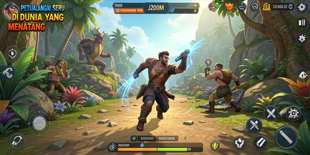 Screenshot J200M menampilkan aksi petualangan yang mendebarkan.