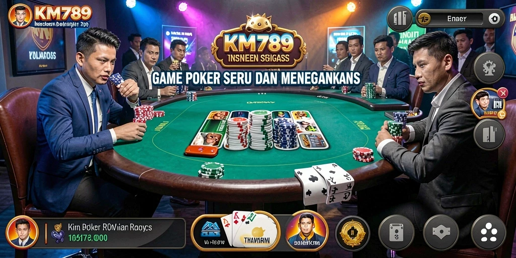 Tampilan gameplay seru di KM789 dengan berbagai variasi Poker.