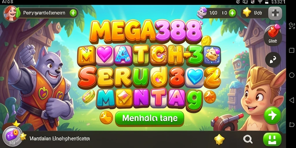 Screenshot gameplay MEGA388 dengan tantangan seru Match-3.