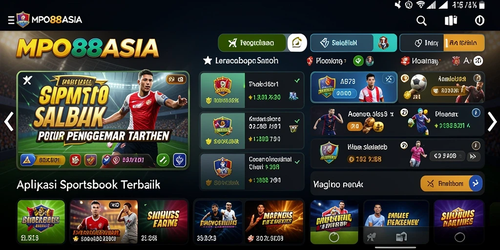Tampilan grafik yang menarik dan interaktif dalam aplikasi Sportsbook.