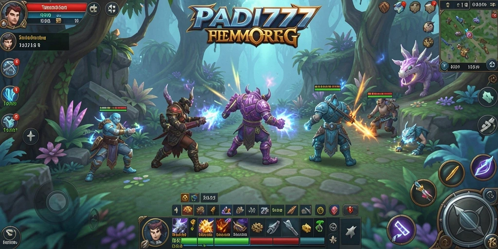 Screenshot menunjukkan aksi seru dalam gameplay MMORPG PADI777.