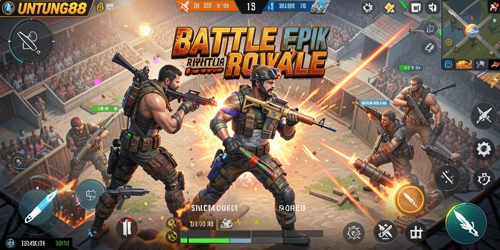 Gameplay seru dalam pertarungan Battle Royale yang mendebarkan.