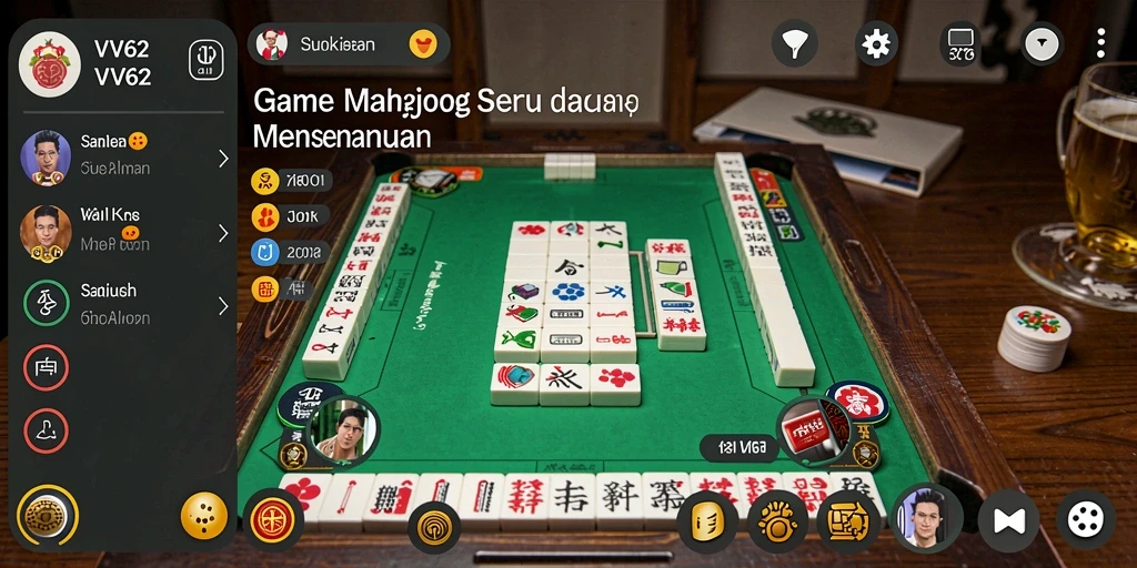 Tampilan gameplay VV62 dengan berbagai level Mahjong yang menantang.